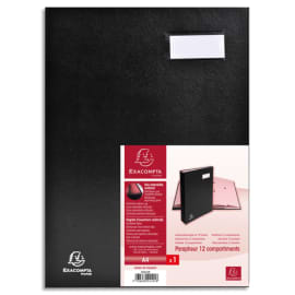 EXACOMPTA Parapheur DIRECTION 12 compartiments couverture plastifiée PVC. Format 24x32cm. Coloris Noir photo du produit