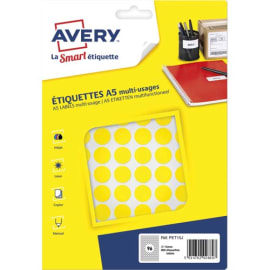 AVERY Sachet de 960 pastilles Ø15 mm. Imprimables. Coloris Jaune. photo du produit