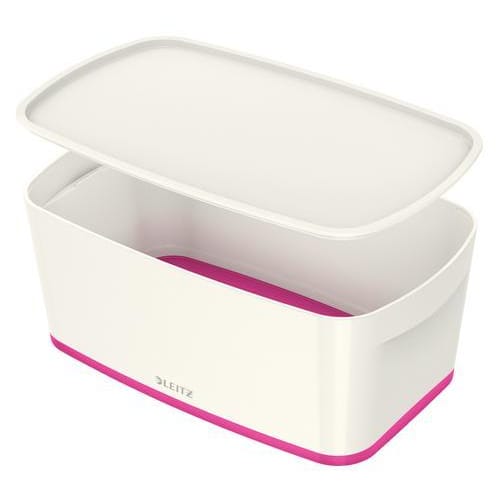 LEITZ Boîte MYBOX small avec couvercle en ABS. Coloris Blanc fond Rose photo du produit Principale L