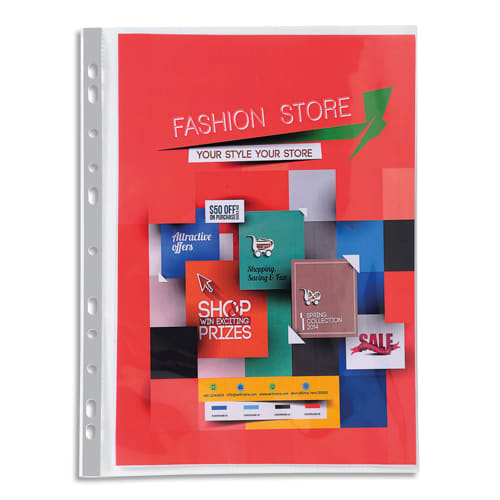 EXACOMPTA Sachet de 100 pochettes perfor&eacute;es A4 en polypropyl&egrave;ne lisse 6/100e cristal photo du produit Secondaire 2 L