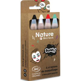 GRIM TOUT Boîte de 4 crayons de maquillage certifiés bio naturel - BOOH! Idéal pour Halloween photo du produit