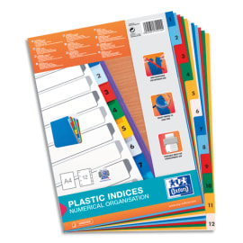 Intercalaire alphabétique multicolore A4+ Elba plastique 20 onglets