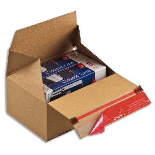 COLOMPAC Carton d'expédition Eurobox S Brun simple cannelure, fermeture adhésive L14,5 x H14 x P9,5 cm photo du produit Principale L