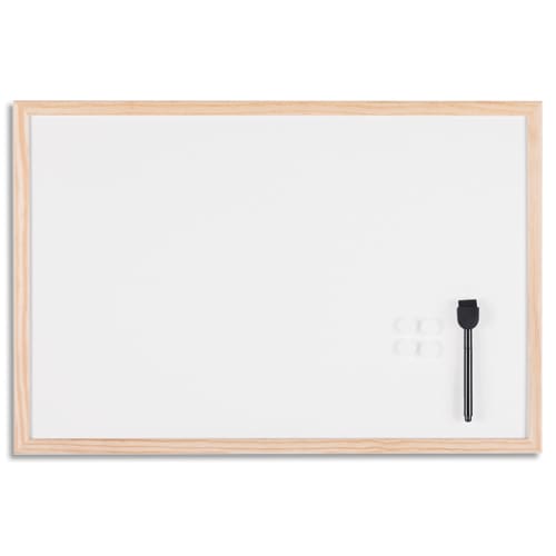 BI-OFFICE Tableau blanc magnétique, surface en acier laqué, avec cadre en bois 90x60 cm MM07001010-905 photo du produit Principale L