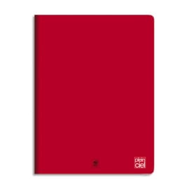 PLEIN CIEL Cahier piqûre 24x32cm 48 pages grands carreaux Seyès 90g. Couverture polypro Rouge photo du produit