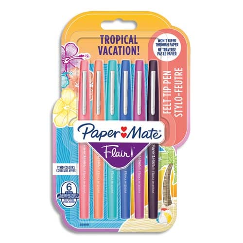 Stylo feutre Papermate Flair Tropical écriture moyenne - Pochette