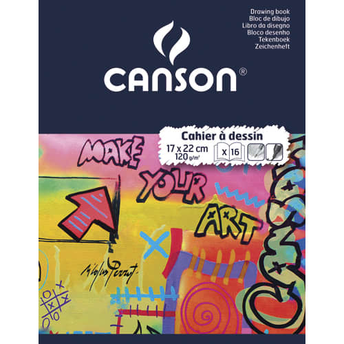 CANSON Cahier de dessin piqûre 16 pages unies Blanches 17x22cm. Couverture  carte ≡ CALIPAGE