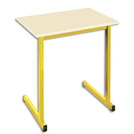 SODEMATUB Table scolaire MONOPLACE, hêtre, plateau 70 x 50 cm, hauteur 59 cm, taille 3, Jaune photo du produit