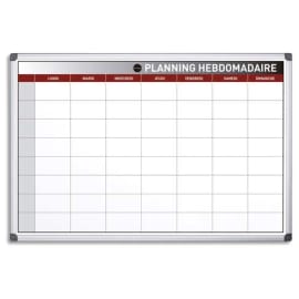 BI-OFFICE Planning Hebdomadaire perpétuel Blanc magnétique, effaçable à sec, cadre aluminium L90 x H60 cm photo du produit