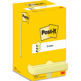 POST-IT Lot de 12 recharges repositionnables ZNOTES 100 feuilles. Format 7,6 x 7,6cm. Coloris Jaune photo du produit