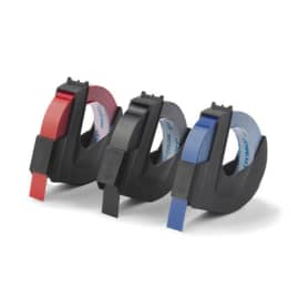 DYMO Lot de 3 rubans 9 x 3 mm Noir, Bleu, Rouge S0847750 photo du produit