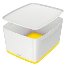 LEITZ Boîte MYBOX medium avec couvercle en ABS. Coloris Blanc fond Jaune photo du produit