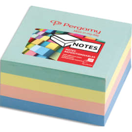 PERGAMY Bloc cube de 320 feuilles repositionnables dimensions 7,6x7,6cm. Coloris assortis pastel photo du produit