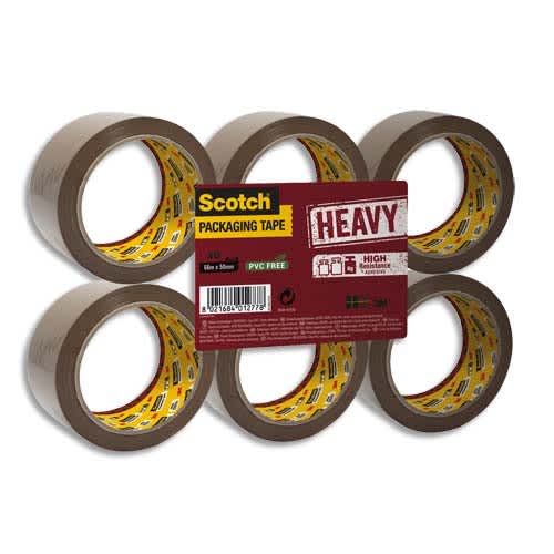 SCOTCH Adhésif d'emballage Heavy en polypropylène 57 microns - H50 mm x L66  mètres Havane BP975