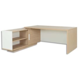 GAUTIER OFFICE Bureau retour Gauche Brabant Chêne Blanc - Dimensions : L180/198 x H75 x P90/180 cm photo du produit