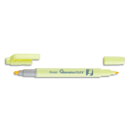 PENTEL Surligneur ILLUMINA FLEX bi-pointe 2,5/4,2mm. Coloris jaune pastel photo du produit Principale L