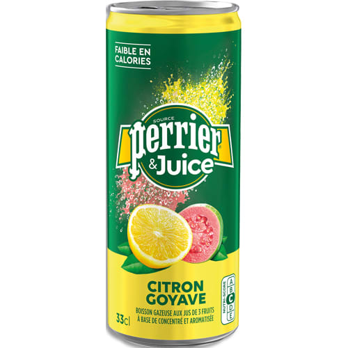 PERRIER Eau minérale gazeuse aux jus de Citron et de Goyave Perrier & Juice - Canette slim 33 cl photo du produit Principale L