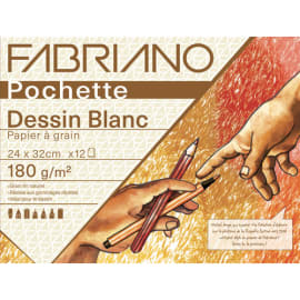 FABRIANO Pochette scolaire de 12 feuilles de papier dessin blanc à grain 180 g 24X32 cm photo du produit