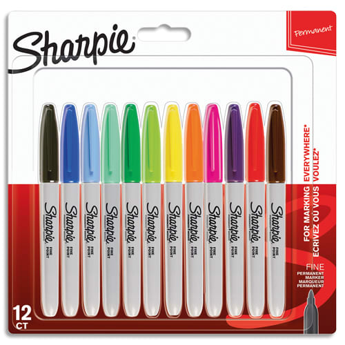 SHARPIE Fine Marqueur Permanent Blister de 12 Assortis Standard photo du produit Principale L