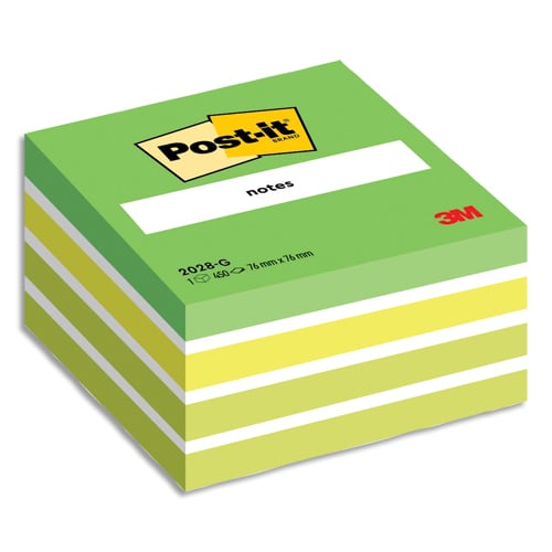 POST-IT Cube Light Rêve Intense 7,6 x 7,6 cm - 450 feuilles - Vert photo du produit