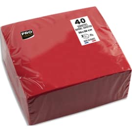 PRO NAPPE Paquet de 40 serviettes micro-gaufrées ouate 2 plis - 38x38 cm - Rouge photo du produit