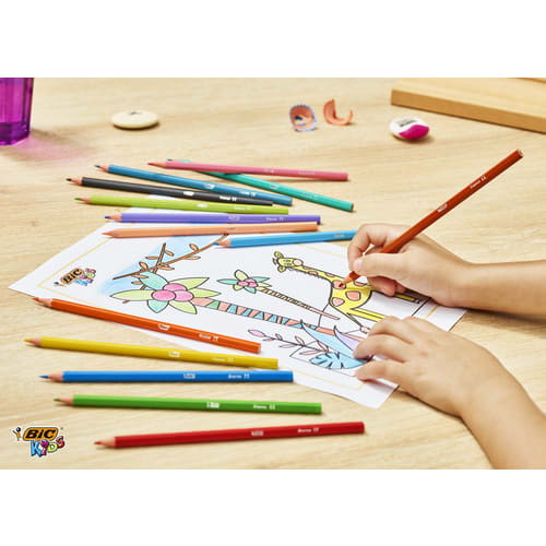 BIC KIDS Tropicolors Crayons de Couleur - Couleurs Assorties, Fabriqués Sans Bois - Etui de 24 photo du produit Secondaire 2 L