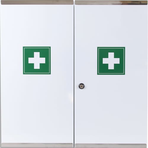 LABORATOIRES ESCULAPE Armoire à Pharmacie 2 portes double en metal, serrure à clé 53 x 53 x 20 cm photo du produit Principale L