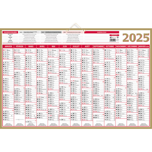 Calendrier de bureau 2024 – janvier 2024 à décembre 2024, grand format 43,2  x 30,5