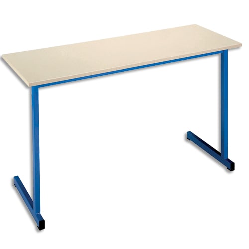 SODEMATUB Table scolaire BIPLACE, hêtre, plateau 130 x 50, hauteur 76 cm, taille 6, bleu photo du produit Principale L