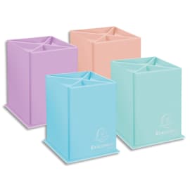 EXACOMPTA Pot crayons AQUAREL carton 4 cmpts Dim (lxhxp):8,5x11x8,5 cm Ass pastel Bleu Corail Mauve Vert photo du produit