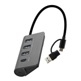TNB Hub 4 ports usb 3.0 auto-aliment&eacute; - usb-a et usb-c - gris sid&eacute;ral HUBUSB4ALUC photo du produit