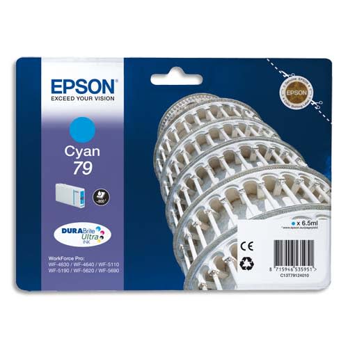 EPSON Cartouche Jet d'Encre Cyan (800 p) ''Tour de Pise'' (T7912) - C13T79124010 photo du produit Principale L