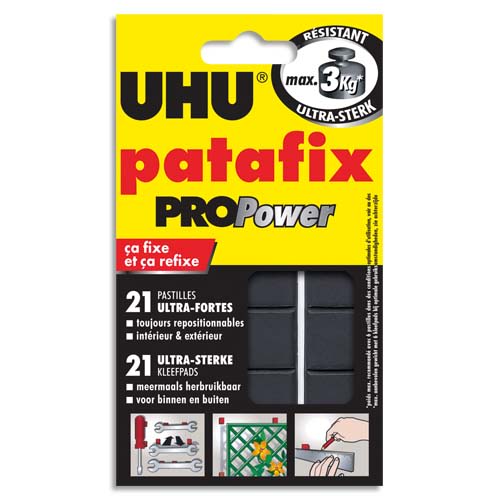 UHU Etui de 21 pastilles PATAFIX Blanche Pro Power résistance ultra forte 3kg photo du produit Principale L