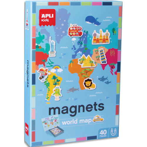 APLI Boîte de 40 magnets pour construire une carte du monde avec support. + de 4 ans. photo du produit Principale L