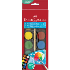 FABER CASTELL Boîte de 12 pastilles de peinture gouaches + 1 pinceau photo du produit