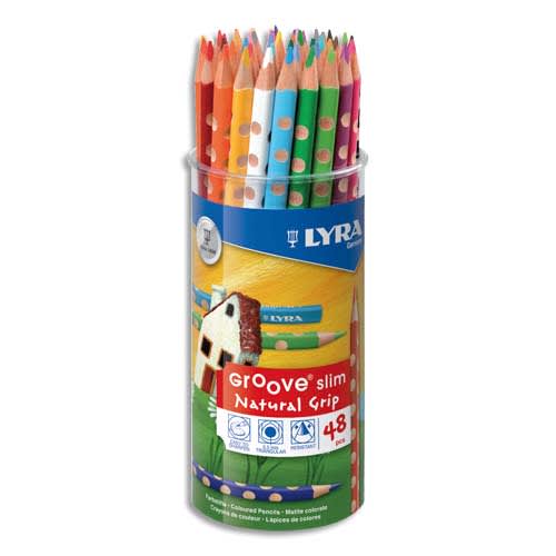 LYRA Pot de 48 crayons de couleur ergonomiques triangulaires Groove Slim,  couleurs assorties