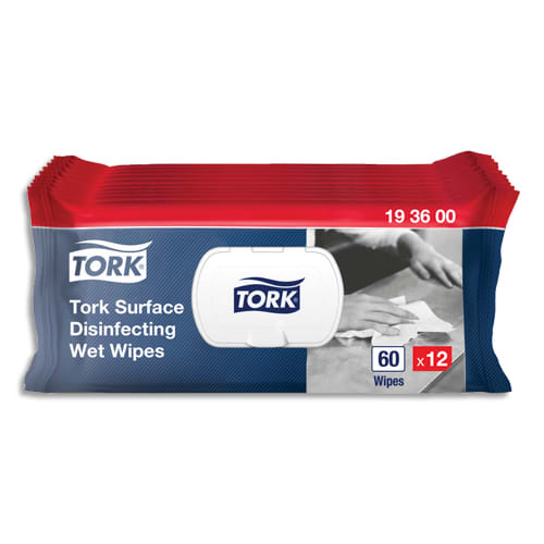 TORK Paquet de 60 lingettes désinfectantes pour nettoyage des surfaces. Elimine 99,99% des bactéries photo du produit Principale L