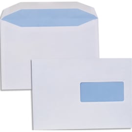 Boîte de 500 enveloppes Blanches gommées 80g mise sous pli automatique C5 162x229 fenêtre 45x100 photo du produit