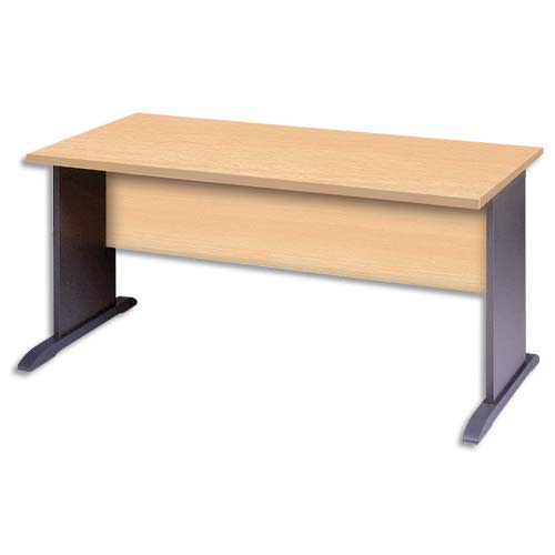 MT INTERNATIONAL Bureau droit piétement en L MT3 Confort - Dim : L180 x H76 x P80 cm Hêtre anthracite photo du produit Principale L