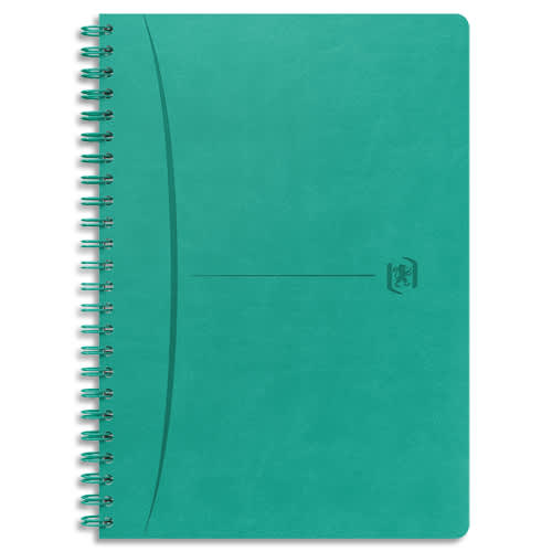 OXFORD Carnet SIGNATURE format A5 couverture souple à spirale 160 pages quadrillées 5x5.Coloris turquoise photo du produit Principale L