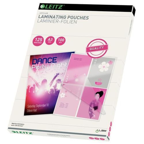 LEITZ Paquet de 100 Pochettes Leitz iLAM pour plastification à chaud, A3, 2 x 125 microns 33950 photo du produit Principale L