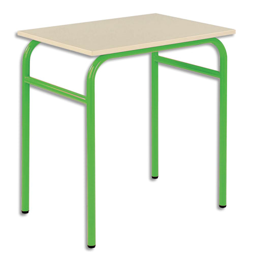 SODEMATUB Lot de 4 tables scolaire MONOPLACE, hêtre, plateau 70 x 50 cm, hauteur 71 cm, taille 5, vert photo du produit Principale L