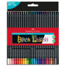 FABER CASTELL Pochette de 24 crayons de couleur Black Edition photo du produit