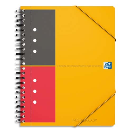 OXFORD Cahier Meetingbook spirales 160 pages perforées 80g ligné 6mm 21x31,8cm Couverture polypro Orange photo du produit Principale L