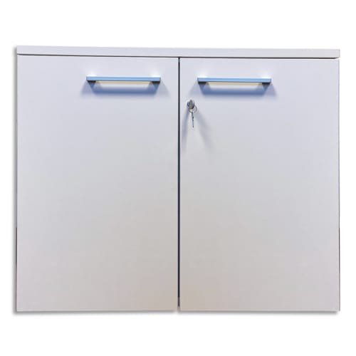 Armoire mélaminée EMMA 2 portes, hauteur 74cm. Coloris Blanc/Blanc photo du produit Principale L