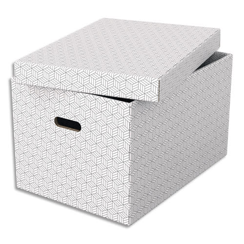 ESSELTE Boîte de rangement/cadeau, lot de 3, grand format, blanc, 628286 photo du produit