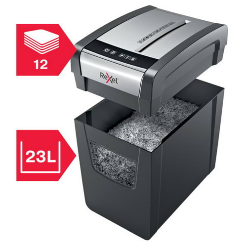 REXEL Destructeur de documents Momentum X312-SL P-3 coupe croisée 5x42mm 12 feuilles 23 litres 2104574EU photo du produit Secondaire 1 L