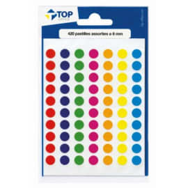 TOP OFFICE Sachet de 420 pastilles diamètre 8mm. Coloris assortis photo du produit