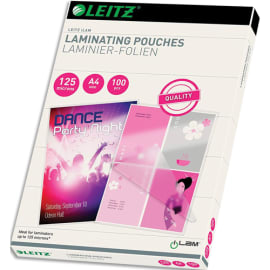 LEITZ Paquet de 100 Pochettes Leitz iLAM pour plastification à chaud, A4, 2 x 125 microns 33808 photo du produit