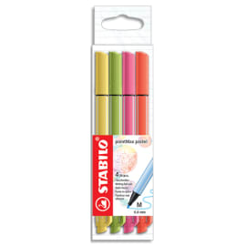 STABILO pointMax stylo-feutre - Etui de 4 stylos-feutres pastel - Crème de jaune/Citron vert/Rose/Corail photo du produit